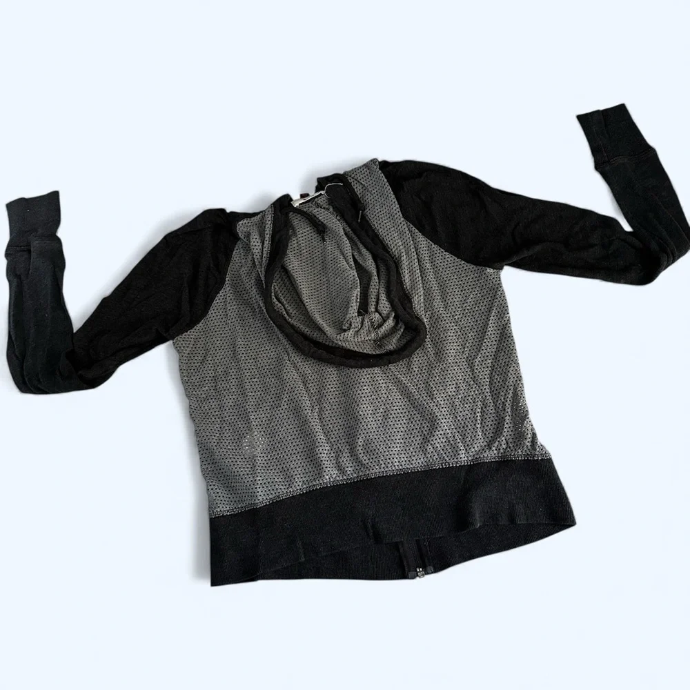 5x$25 SO Black and Gray Zip-Up Cotton Blend Mesh Hoodie, 14